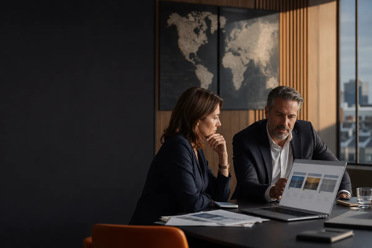 Professionnels comparant plusieurs niveaux d’intégration pour une solution de voyage