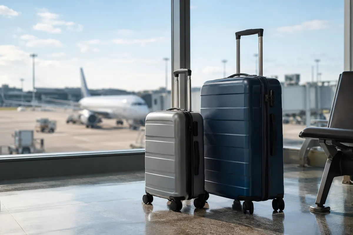 Bagages préparés pour un départ aérien, visuel généré par IA