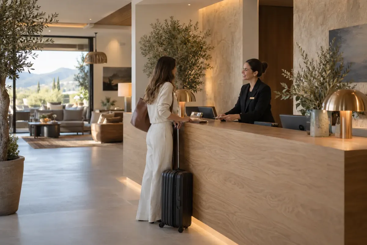 Réception et hall d’un hôtel, visuel généré par IA