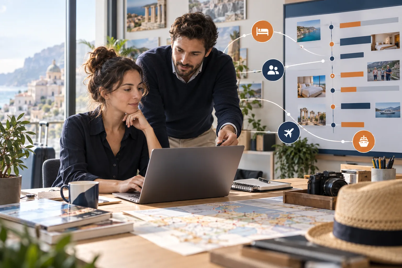 Équipe reliant réservation, itinéraire et relation client dans une plateforme de voyage